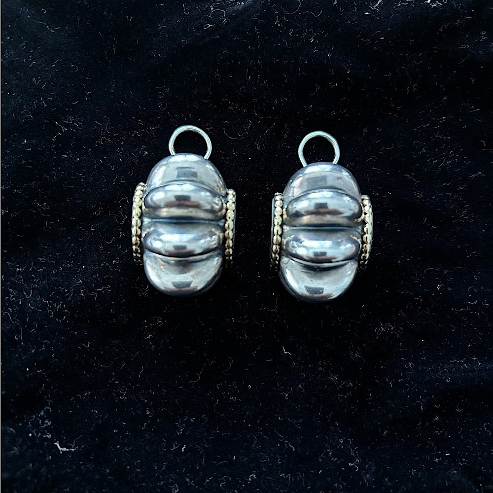 Pre-owned Lagos Caviar 925 Sterling Silver and 18K Gold Shrimp - Large Size